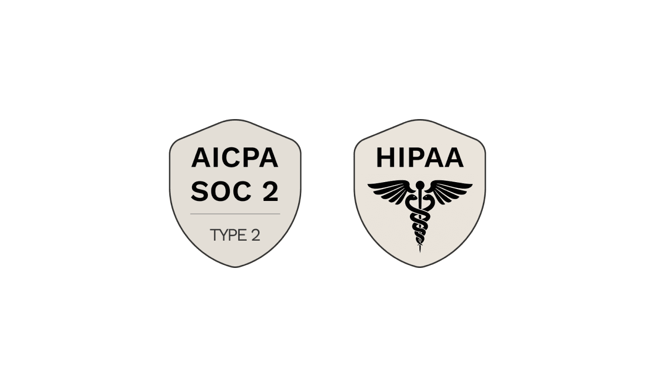 SOC 2 and HIPAA compliance badges